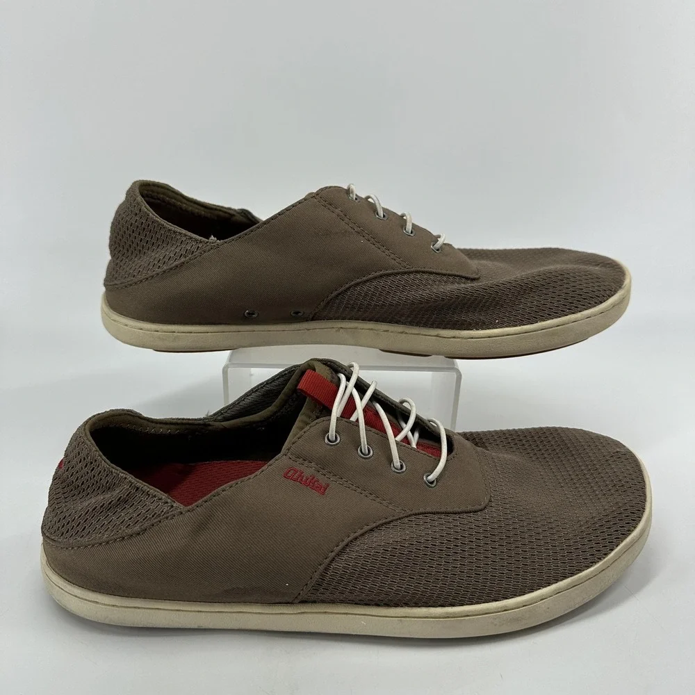 OluKai Nohea Moku Shoes Mens Size 9 Brown Mesh Boat Casual Sneakers Lightweight